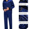 Couples Satin Pajama Set Women & Men Long Sleeve Sleepwear Button Down Loungewear Silky Pj Set with Long Pants