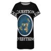 Question Everything Flat Earth Nightgowns for Women Sleepwear Short Sleeve Sleep Dress Nightshirt