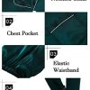 Couples Matching Pajamas Sets Women & Men Silk Satin Long Sleeve Button Down Sleepwear 2 Pcs Classic Loungewear Women Deep Green