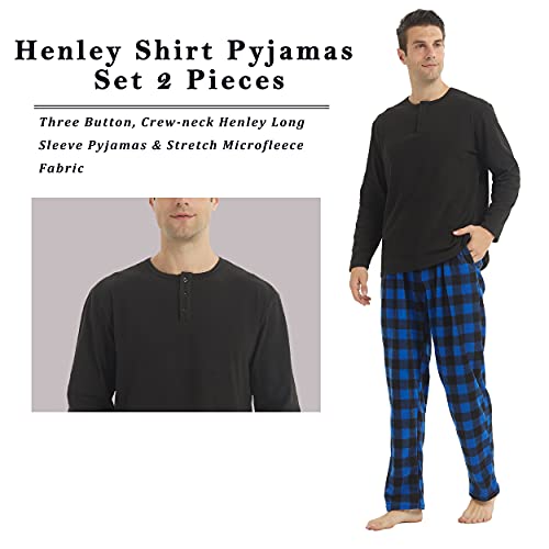 Matching Pjs for Couples,Plaid Pajama Set for Women and Men Soft Warm Fleece Shirt and Pants Sleepwear Set