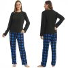 Matching Pjs for Couples,Plaid Pajama Set for Women and Men Soft Warm Fleece Shirt and Pants Sleepwear Set