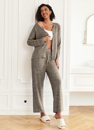 Womens Pajama Sets Button Up Long Sleeve Pjs Soft Lounge Set 2 Piece Sleepwear with Pockets