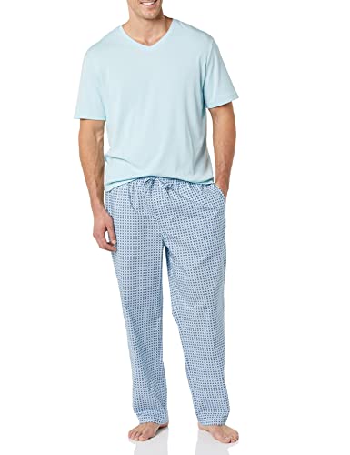 Men's Cotton Poplin Pant with Cotton Jersey T-Shirt Pajama Set
