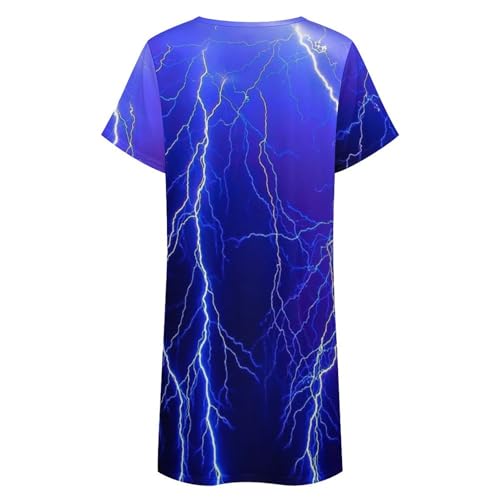 Blue Thunder Storm Nightgowns for Women Sleepwear Short Sleeve Sleep Dress Nightshirt