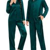 Couples Matching Pajamas Silk Satin Long Sleeve Button Down Sleepwear 2 Pcs Loungewear Mens & Womens Family PJs Set