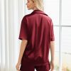 Pajamas for Women Silk Satin Pjs Soft Sleepwear Short Sleeve Button Down Pjs Top and Shorts 2 Piece Lounge Set S-XXL