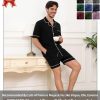 Mens Pajamas Set Short Sleeve Sleepwear Button Down Loungewear Set Soft Modal 2Pcs Pj Set with Pockets S-3XL