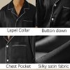 Mens Silk Satin Pajamas Set Long Sleeve Sleepwear Button-Down Pj Two-piece Loungewear with Long Pants S-XXL