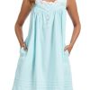 100% Cotton Nightgowns for Women Sleeveless Night Gown with Pockets