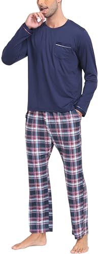 Men's Plaid Pajama Set Long Sleeve, Soft 2-Piece Sleepwear with Pockets | Cozy PJs & Loungewear for Holiday, Christmas