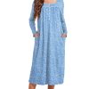 Womens Long Sleeve Nightgowns Long Sleep Shirts Henley Night Shirts Full Length Nightgown