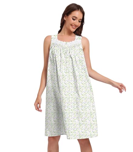 Sleeveless Nightgowns for Women 100% Cotton Nightgown Sleep Dress Soft Ladies Gowns Sleepwear Nightdress