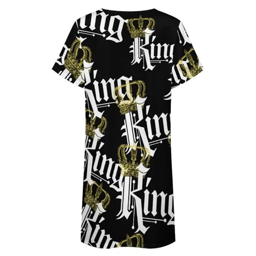 Kings Nightgowns for Women Sleepwear Short Sleeve Sleep Dress Nightshirt