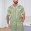 Mens Pajamas Set Satin Silk Pajama For Men Sleepwear Shorts Sexy Nightwear Button Down 2 Piece