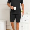 Mens Pajamas Set Summer Pjs Sets Lightweight Short Sleeve Pajama Soft Sleepwear Loungewear with Pockets