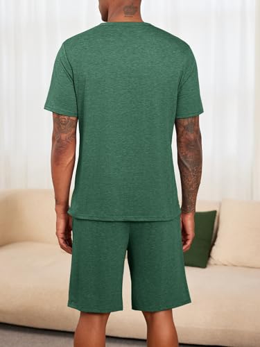 Mens Pajama Sets Short Sleeve T Shirts 2 Piece Shorts Lounge Sets PJ Summer Sleepwear