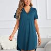 2 Pack Nightgowns for Women Button Down Sleep Shirts V Neck Night Shirts Night Gowns