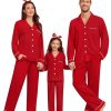 Matching Couple Christmas Pajamas Set Modal Long Sleeve Button-Down Sleepwear Family Festival Party Xmas PJs Sets