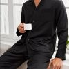 Couples Pajamas Womens &Mens Matching Pajamas Set Silk Satin Pj Set Long Sleeve Button Down Sleepwear 2 Pcs Loungewear