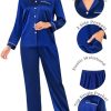 Couples Pajamas Womens &Mens Matching Pajamas Set Silk Satin Pj Set Long Sleeve Button Down Sleepwear 2 Pcs Loungewear