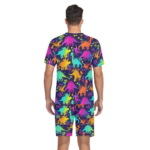 Men's Short Sleeve Pajama Set Summer Pj Short Set 2 Piece Loungewear Sleepwear with Pockets