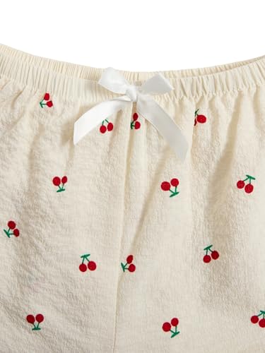 Women's 2 Piece Pajama Sets Lightweight Fall Pajamas Cute Pj Set Button Shirt with Shorts Lounge Pjs