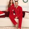 Matching Couple Christmas Pajamas Set Modal Long Sleeve Button-Down Sleepwear Family Festival Party Xmas PJs Sets