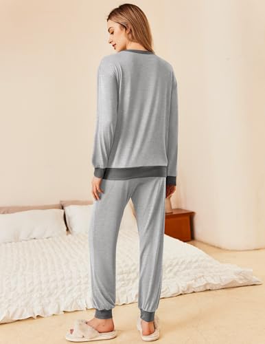 Pajamas Set Long Sleeve Pj Sets 2 Piece Jogger Pajama Sets Soft Sleepwear Loungewear for Women
