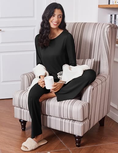 Womens Pajama Sets 2 Piece Sleepwear Fall Pajamas Soft Long Sleeve Pjs Comfy Loungewear S-XXL