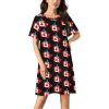 Canadian Flag Map Nightgowns for Women Sleepwear Short Sleeve Sleep Dress Nightshirt