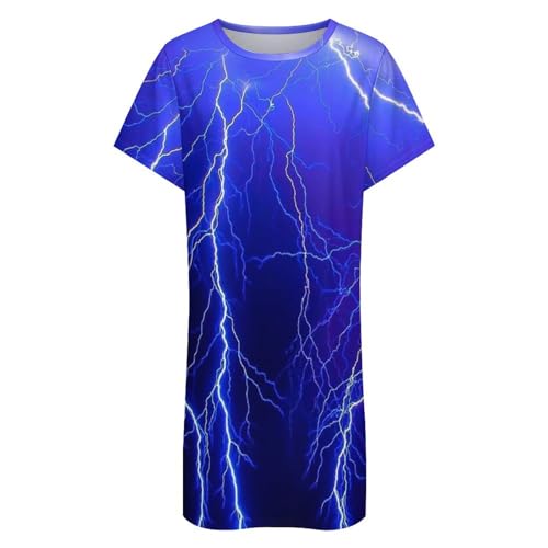 Blue Thunder Storm Nightgowns for Women Sleepwear Short Sleeve Sleep Dress Nightshirt