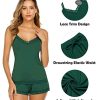 Women Cami Pajama Set Modal Sleepwear Lace Trim Short PJ Set with Shorts
