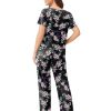 Pajama Sets for Women 2 Pack, Short Sleeve with Long Pant Pjs Sleepwear Comfy Lounge Sets with Pockets