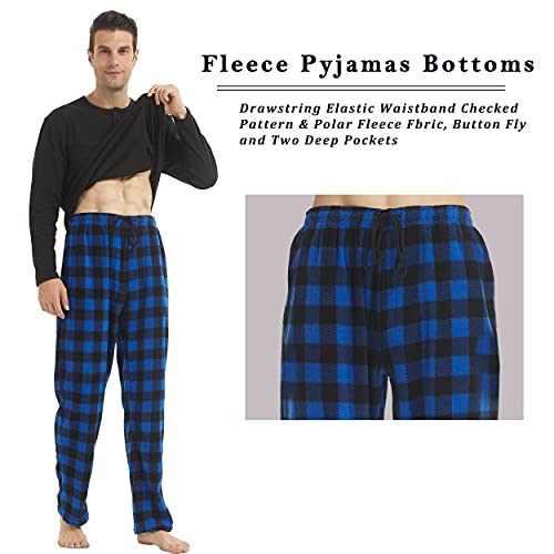 Matching Pjs for Couples,Plaid Pajama Set for Women and Men Soft Warm Fleece Shirt and Pants Sleepwear Set