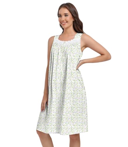 Sleeveless Nightgowns for Women 100% Cotton Nightgown Sleep Dress Soft Ladies Gowns Sleepwear Nightdress