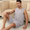 Men's Pajamas Set Workout Tank Top Pjs Sets with Shorts 2 Piece Soft Sleeveless Casual Sleep Shirts Loungewear S-XXL