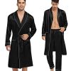 Men's Satin Robe 3 Pcs Silky Kimono Bathrobe Set Lightweight Soft Loungewear Nightwear