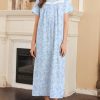 Nightgown for Women Cotton Long Night Gown Short Sleeve Nightdress with Pockets Button Sleepshirt Soft Sleepwear