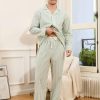 Couple Pajama Sets, Soft Cotton Button-Down Striped Pajamas for Men and Women Long Sleeve Sleepwear with Pockets