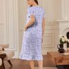 Cotton Nightgowns for Women Soft Long Button Night Gowns Comfy House Dress with Pockets Short Sleeve Sleepwear S-3XL