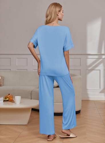 Pajama Sets for Women 2 Piece Lounge Set Short Sleeve Tops and Long Pants Soft Comfy Pjs Sleepwear Outfits S-XXL