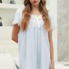 Cotton Nightgown for Women Short/Long Sleeve Princess Nightdress Victorian Nightwear Lace Ruffled Nighties with Bow
