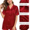 Couples Pajama Set Women & Men Silk Satin Short Sleeve Set Top and Shorts Sleepwear Soft Button-Down Loungewear
