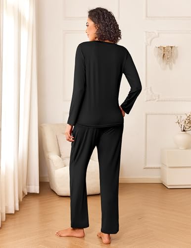 Womens Pajama Sets 2 Piece Sleepwear Fall Pajamas Soft Long Sleeve Pjs Comfy Loungewear S-XXL