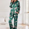 Classic Satin Pajamas for Women Long Sleeve Button Down Sleepwear Soft Silk Loungewear Pjs Set S-XXL