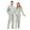 Couple Pajama Sets, Soft Cotton Button-Down Striped Pajamas for Men and Women Long Sleeve Sleepwear with Pockets