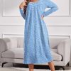 Womens Long Sleeve Nightgowns Long Sleep Shirts Henley Night Shirts Full Length Nightgown