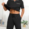 Mens Pajamas Set Summer Pjs Sets Lightweight Short Sleeve Pajama Soft Sleepwear Loungewear with Pockets
