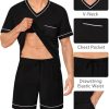 Mens Pajama Set Short Sleeve Pjs Set V-Neck Sleepwear 2 Pcs Soft Modal Lounge Sets Comfy Nightwear with Pockets