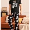 Men's 2 Piece Summer Pajama Sets Crew Neck Graphic Tees with Long Pants Loungewear